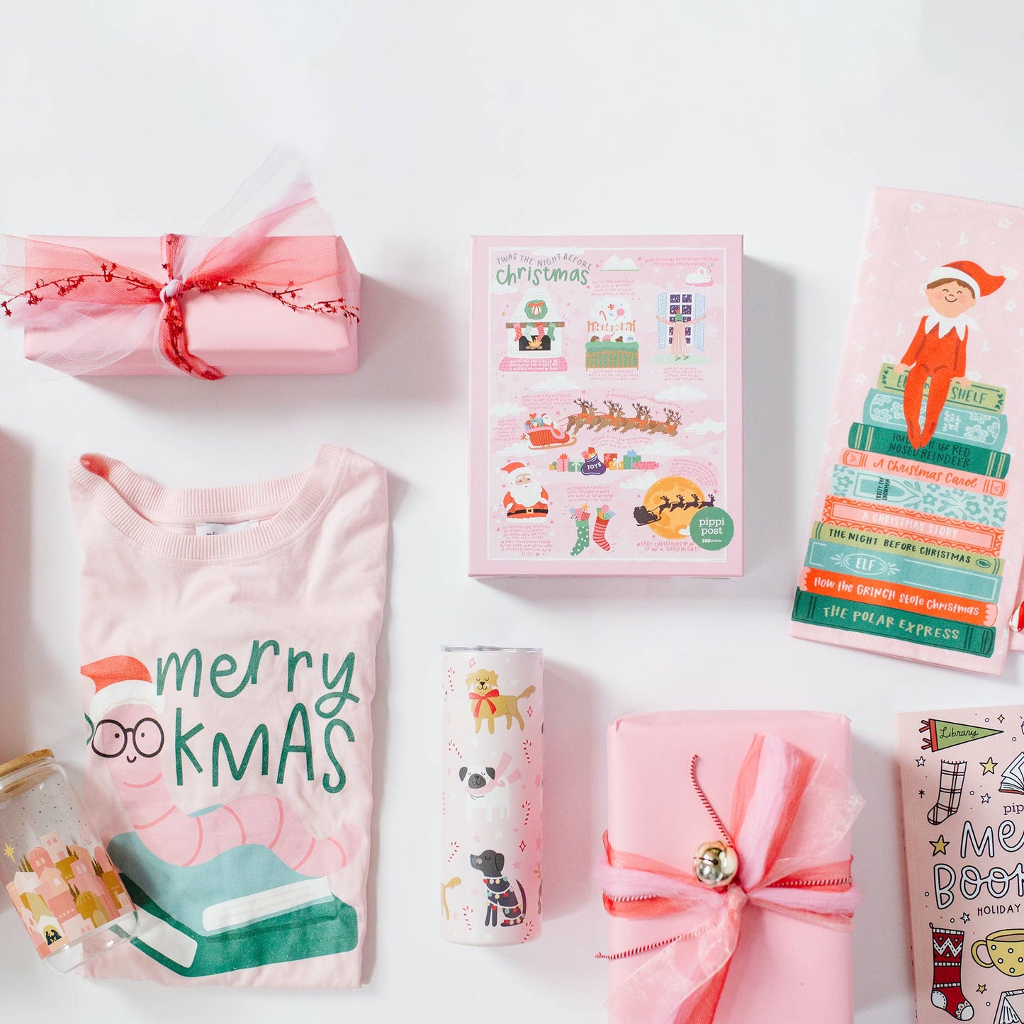 Merry Bookmas T-shirt Blush