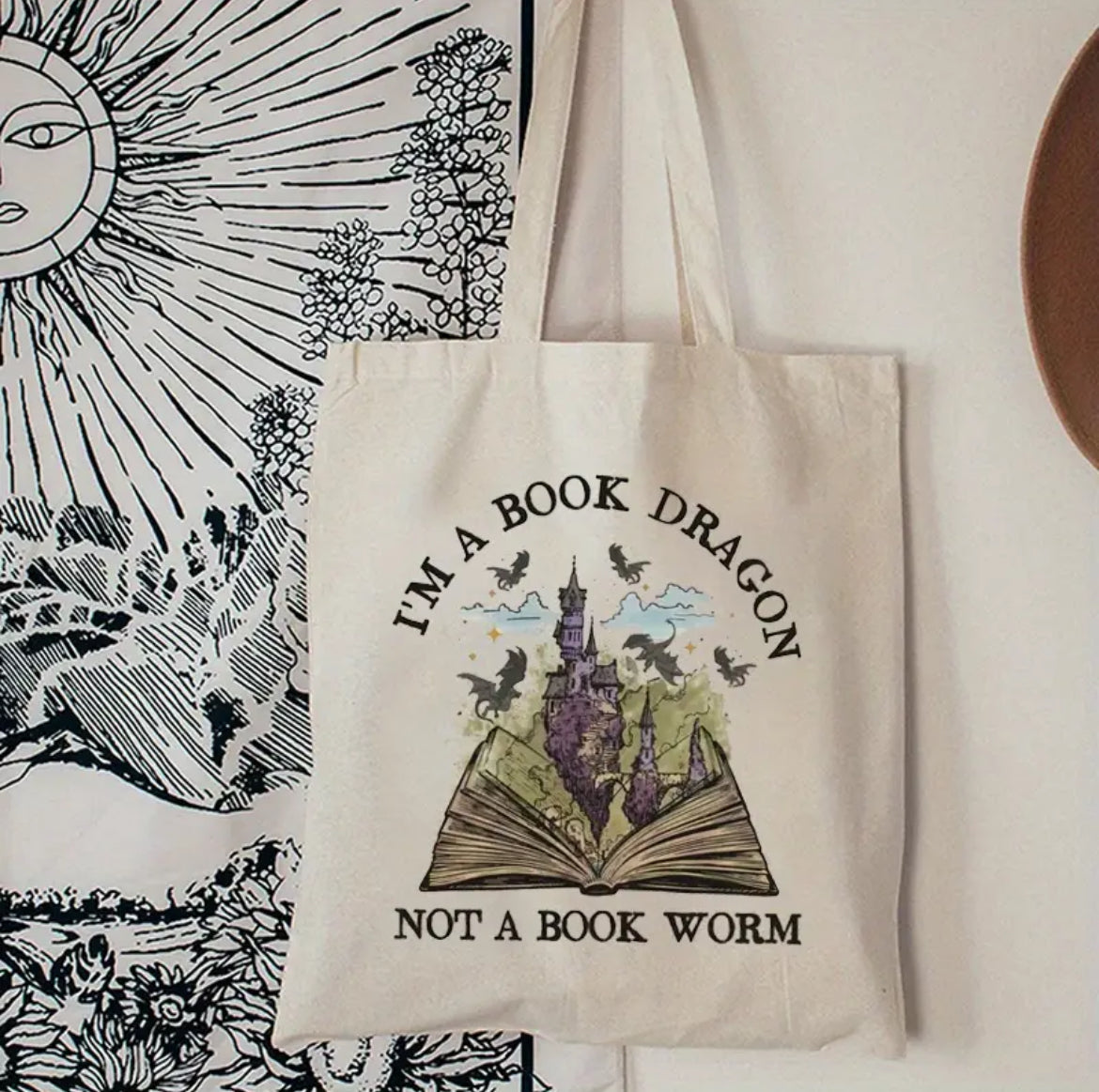 I'm a book dragon Linnen Tas