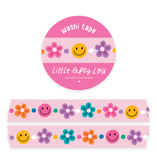 Washi-tape met vriendschapsarmband en bloemen