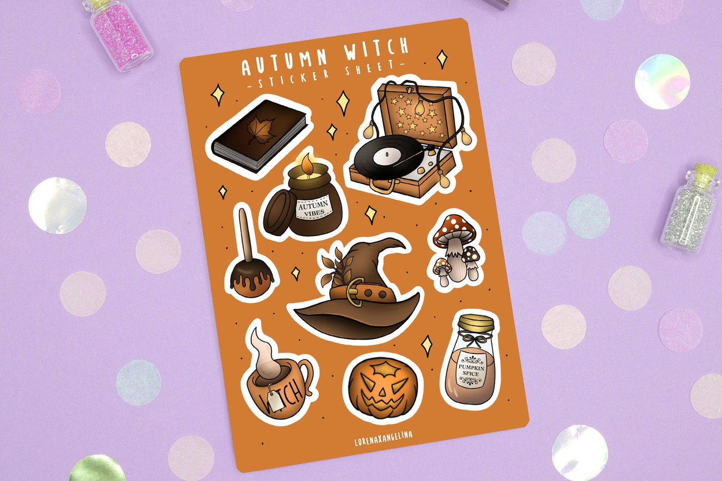 Autumn Witch Sticker Sheet / Fall Sticker / Planner Bujo: Zonder verpakking