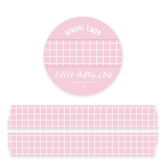 Roze washi tape met rasterpatroon