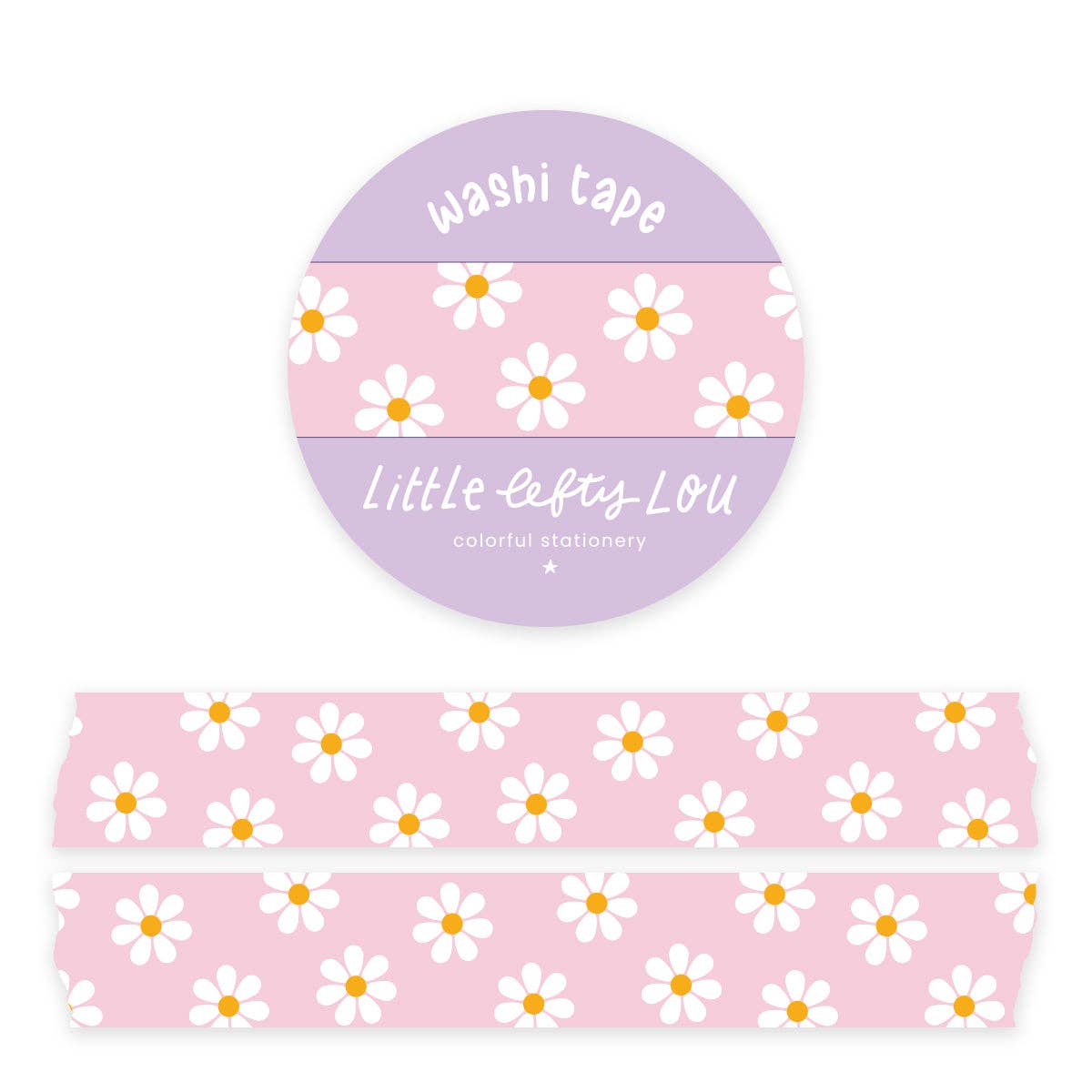 Washi tape met roze madeliefjes