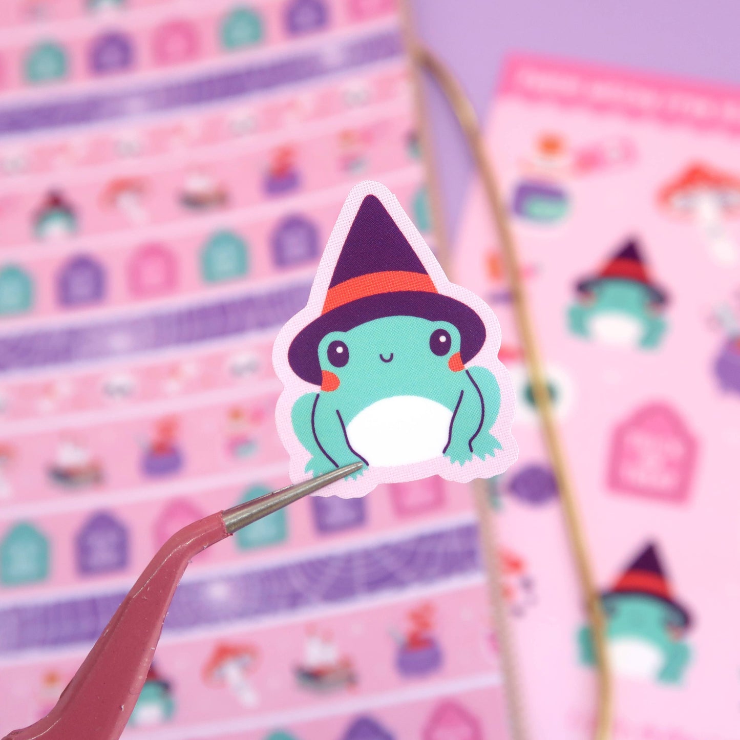 Pastel Witchy Frog matte waterdichte stickers
